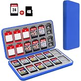 FYY Nintendo Switch Game Case Holder for Switch 2 Cartridge, Blue | 24 Game Card Slots &amp; 48 Micro SD Card Slots, Hard Shell, Silicone Lining