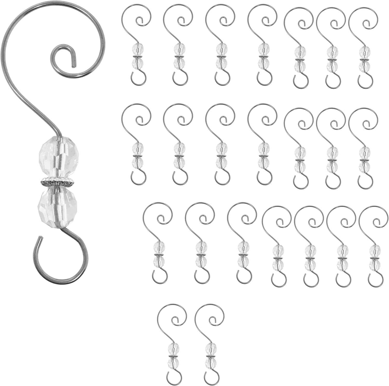 Ornament Hooks - BANBERRY DESIGNS Christmas Ornament Hooks - Clear Jewel Accents - Set of 24 Pieces - Decorative Christmas Tree Ornament Hangers