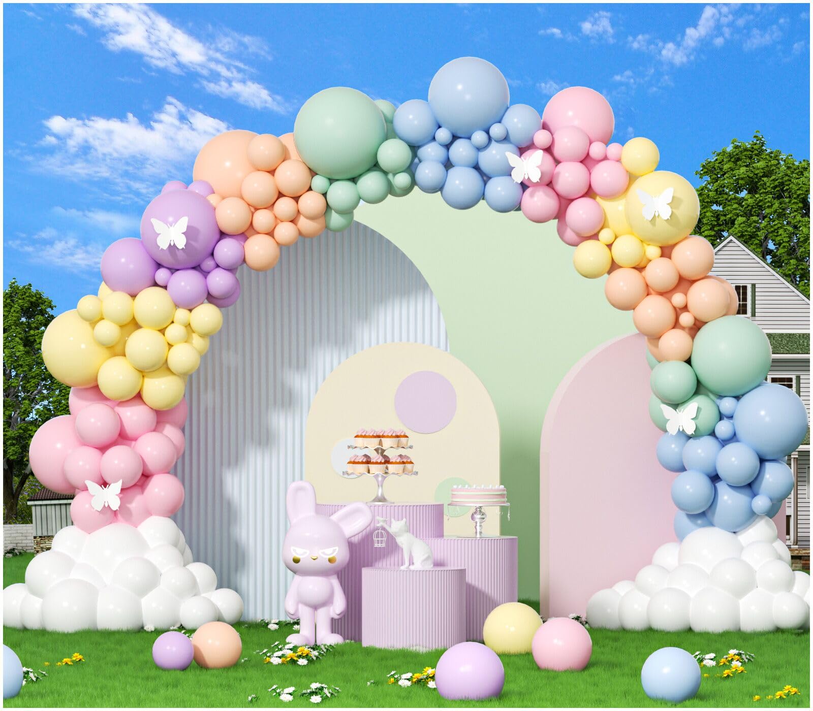 Photo 1 of 412pcs Pastel Balloon Garland Arch Kit 18 12 10 5 Inch Different Sizes Macaron Assorted Colors Balloon Latex Colorful Balloons for Baby Shower Girls Birthday Wedding Easter Rainbow Party Decoration