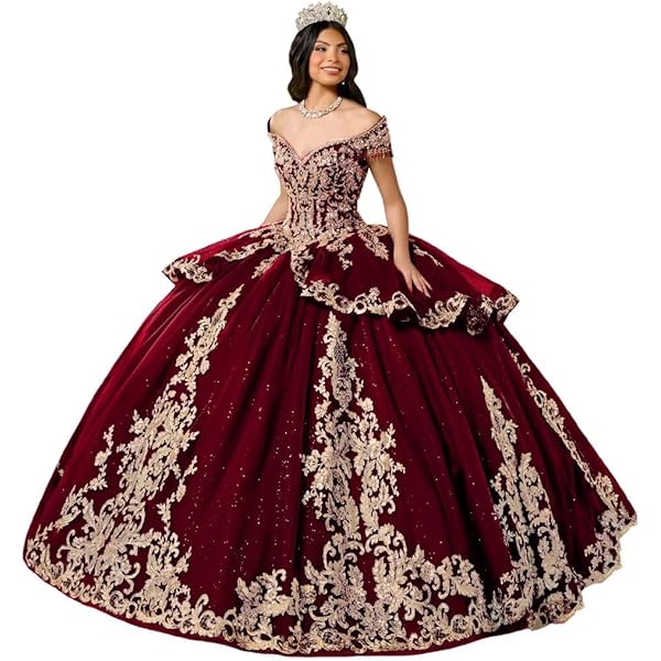 wine and gold quinceanera dresses Sparkly Sequined Quinceanera Dress Off The Shoulder Princess Ball Gowns vestidos de quinceañera Sweet 16 Dress