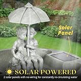 Garden Mile Solar Powered Umbrella Boy & Girl Water Fountain view 7