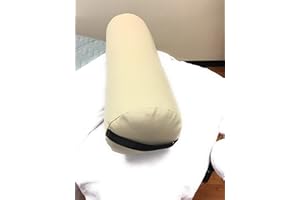 Fluffy Massage Bolster Pillow by NRG - 8"W x 26"L Full Round Massage/Spa Table Bolster with Carrying Strap - Supports Neck, Knees or Ankles - PVC Free Vinyl Upholstery - CFC Free Foam - Vanilla Cream
