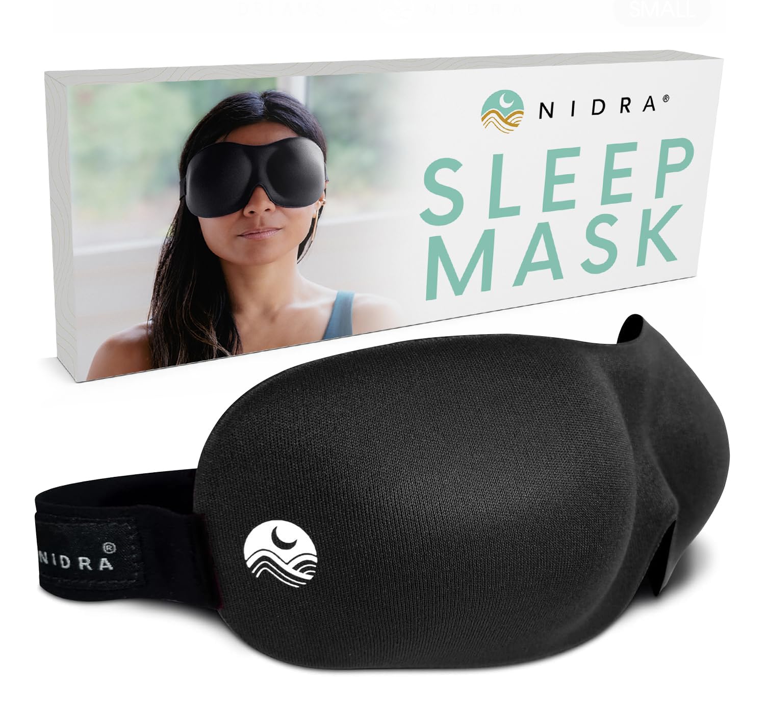 Photo 1 of Nidra Contoured Sleep Mask for Side Sleepers – Zero Pressure Fit, Light Blocking Eye Shade for Sleeping & Travel – Black, Standard Size