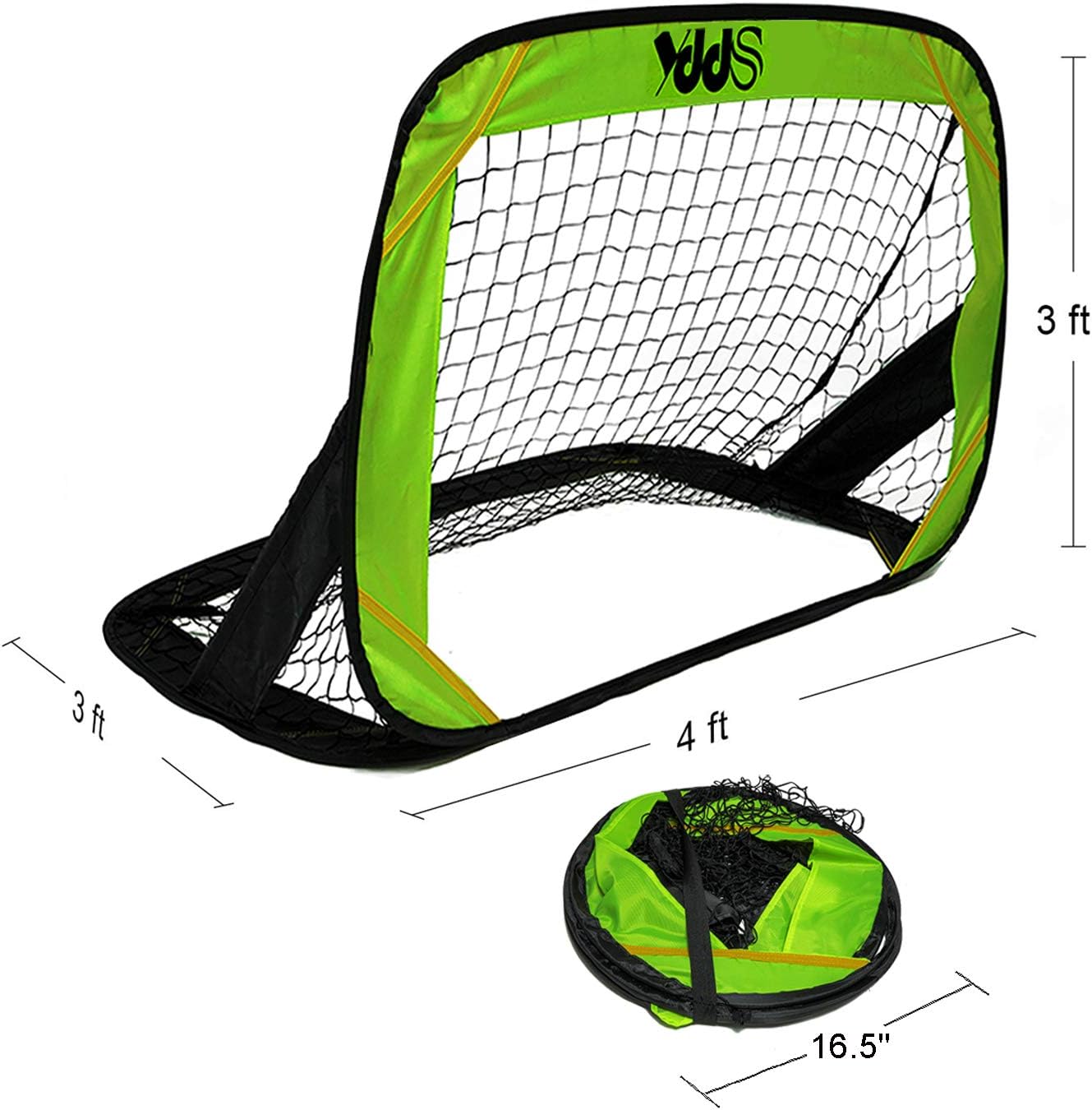 Soccer Goals Easy Pop Up Soccer Goal Nets for Kids and Adults Backyard Training and Practice with Carry Case and a Mesh Bag for Soccer Ball Storage (Not Included Soccer Ball), 2 Pack, 4Ft x 3Ft : Sports & Outdoors