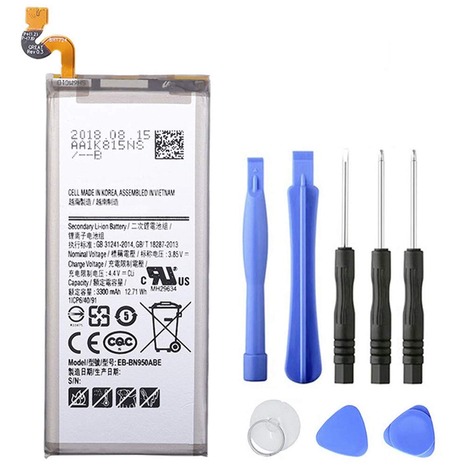EB-BN950ABE Battery Replacement for Samsung Galaxy Note 8 N950 SM-N950 N950T N950A N950P N950V N950R4 With Tools(12.71V 3300mAh)