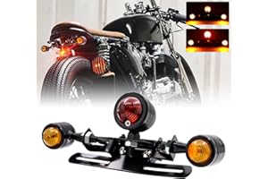 12V Universal Motorcycle Tail Light, 3-Head Bullet Shape Integrated Brake Light Turn Indicators Light Blinker Lamp Motorcycle