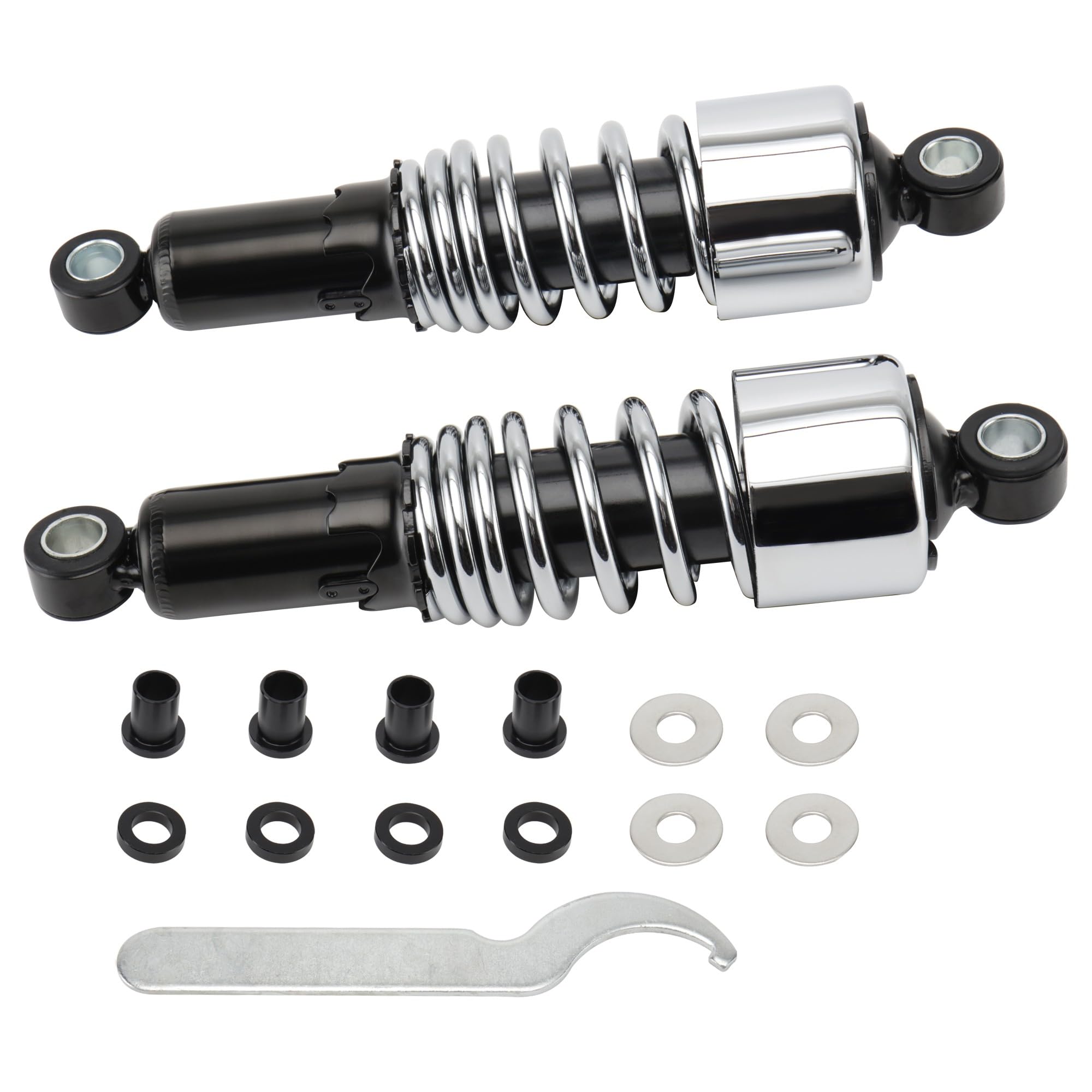 Photo 1 of 10.5" Motorcycle Rear Shock Absorbers Lowering Shock Universal Rear Suspension Kit for 1980-up Harley Touring and 1983-up Sportster, 1991-up Dyna, (Chrome)