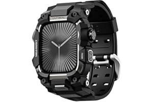 ULTIMAL Rugged Case with Band for Apple Watch Series 11/10 46mm,Compatible with Apple Watch, Military Grade Shockproof Bumper Cover for iWatch Tactical Band Men (46mm,Black)