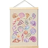 Rwykg Pink Coastal Cowgirl Poster Hanger Frame Decor, Seashell Wall Art Poster Hanger Frame for Bedroom Seashell Wall Hanging