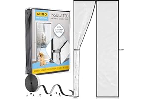 AUGO Magnetic Thermal Insulated Door Curtain - Transparent EVA Door Cover for Winter- Keeps Warm Air in and Cold Air Out - Home Winterizing Products - Patent Pending Keep Open Feature - 38 x 83 Inch