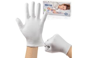 HMNYSOL White Gloves, 6 Pairs(12 Pcs) Thinck Cotton Gloves for Dry Hands Sleeping, Moisturizing Gloves Spa Eczema Overnight, Work Gloves for Coin Jewelry Service