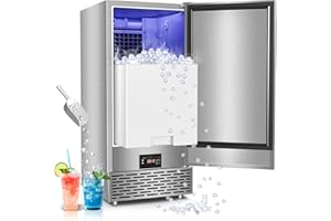 RAPSUAR Under Counter Ice Maker, Ice Maker Machine Commercial, 120Lbs/24H with 35lbs Storage Bin, 40Pcs Cubes in 10Mins, Built in Ice Machine for Home Office Commercial