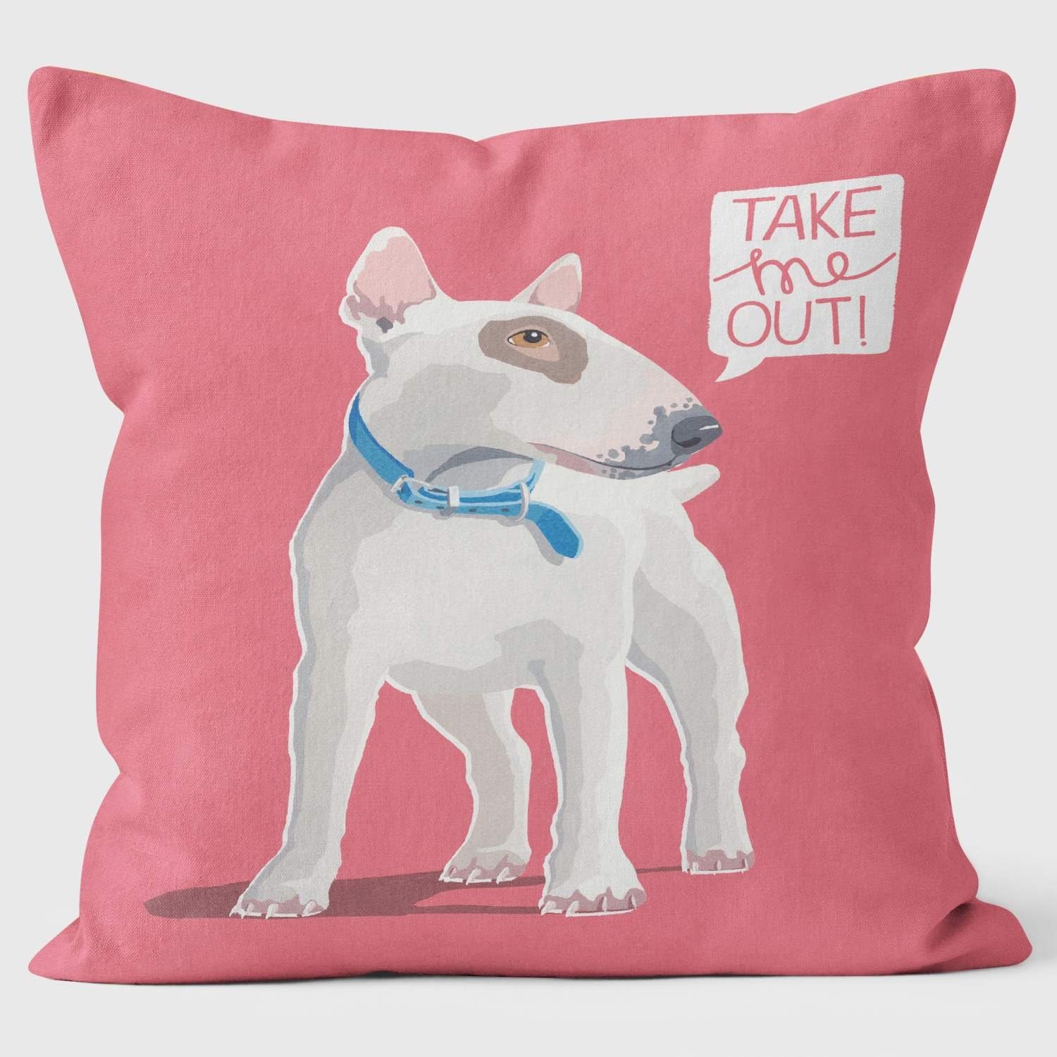 Paper Lollipop English Bull Terrier Take Me Out Dog Cushion