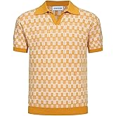OXKNIT Men's Vintage Polo Shirts Lightweight Retro 70s Knit Golf Shirts, Short-Sleeve, Soft, Comfortable