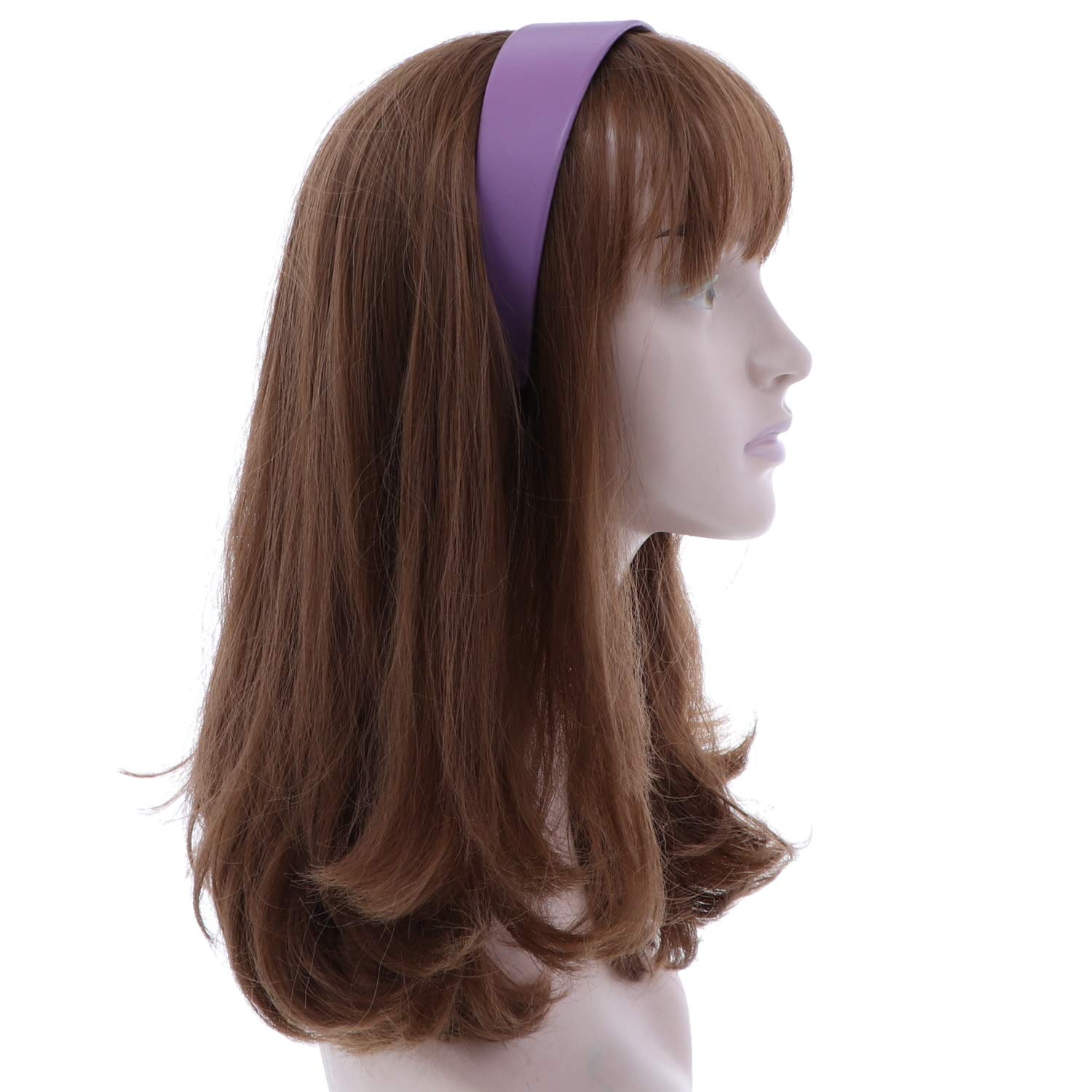 2 Inch Wide Leather Like Headband Solid Hair band for Women and Girls - Light Purple: Beauty