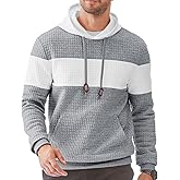 Dokotoo Men Men's Casual Sweatshirts Long Sleeve Drawstring Color Block Pullover Graphic Hoodies with Pockets