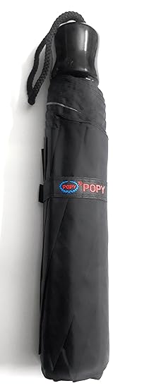 Three Fold Black Umbrella with Silver Coating, Travel Umbrella 545 mm