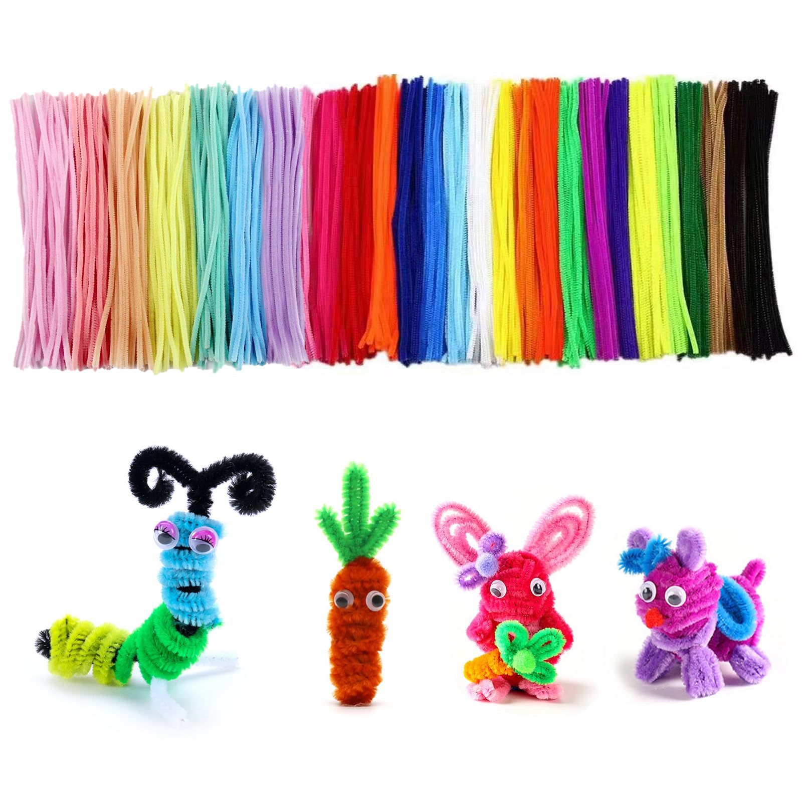 MIYUANNGKJ 300 pk Pipe Cleaners for Craft 30mm Long Crafting Pipe Cleaners 27 Colour Chenille Stems Chenille Wire Flexible Pipecleaners for DIY Craft For Kids — image 1