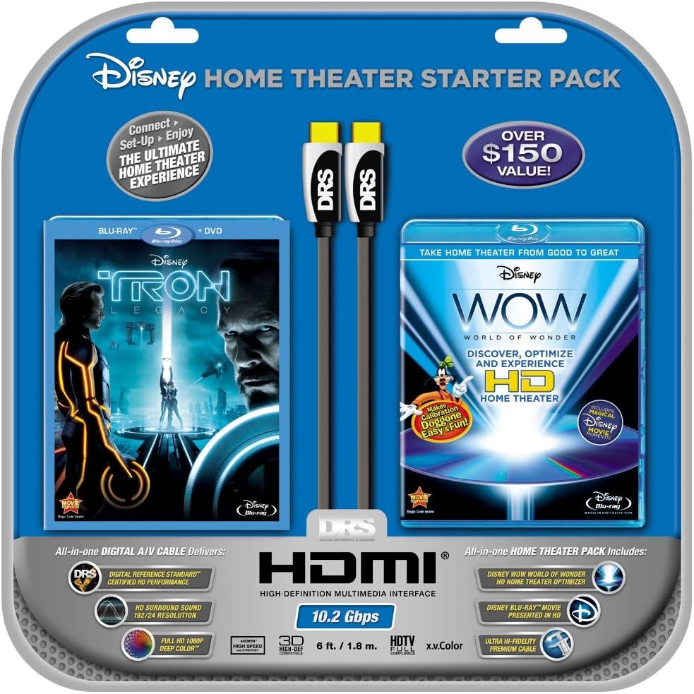 Disney WOW: World of Wonder (Single-Disc Blu-ray)w/HDMI Cable + Tron: Legacy (2-Disc BD Combo)