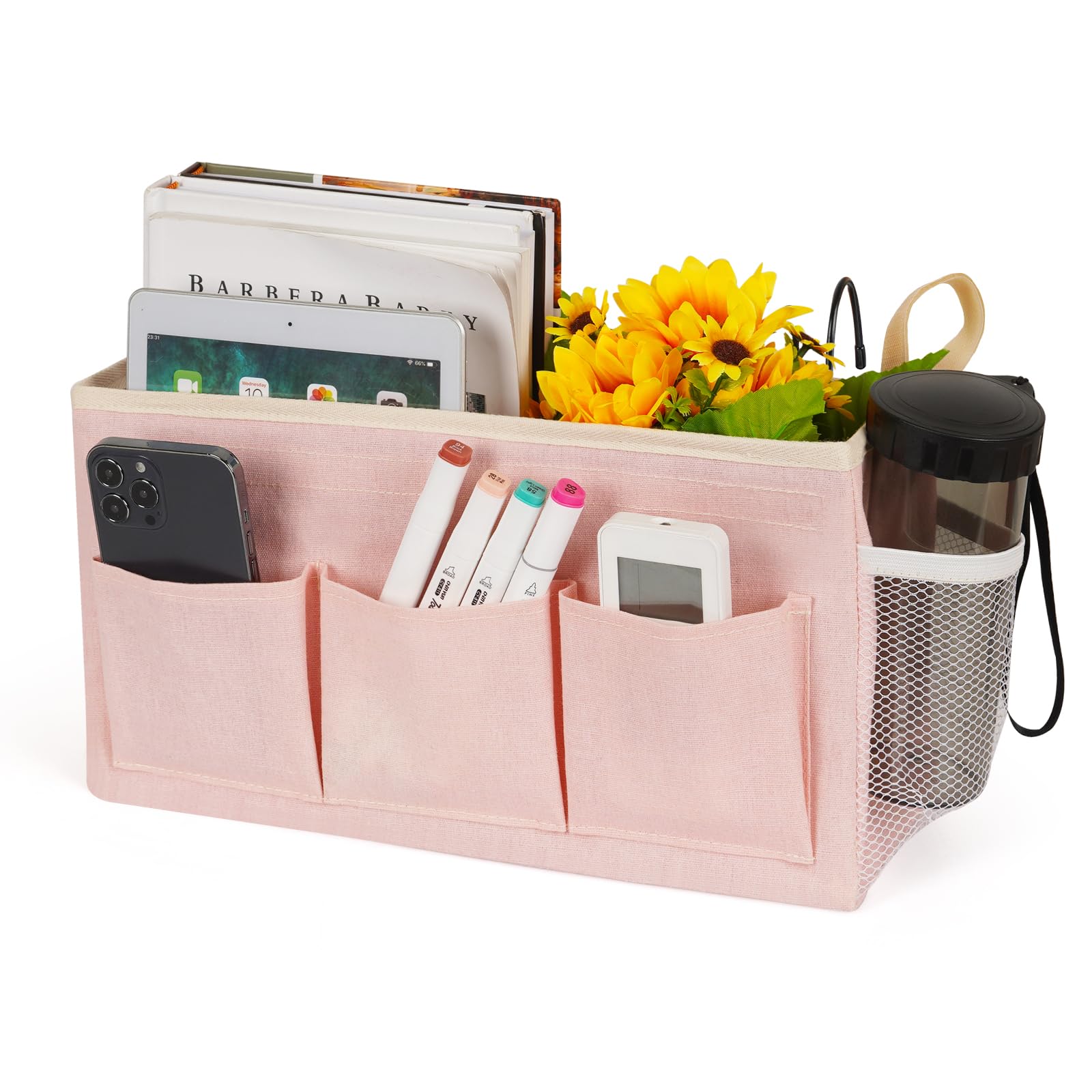 Photo 1 of Ozzptuu Bedside Storage Caddy/Bedside Hanging Storage Bag for Headboards Bunk Beds Dorm Rooms Book Phone Magazine Holder (New Pink)