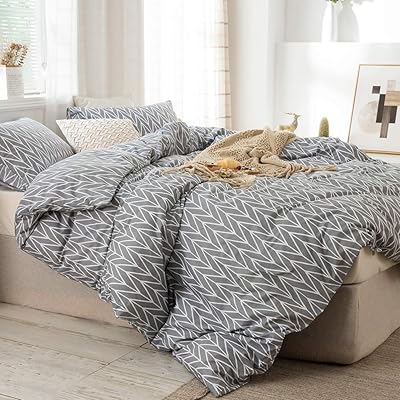 Buy Highbuy Geometric Chevron Bedding Sets Queen Comforter Cover Set Lightweight Cotton Duvet Cover Stripe Pattern Full Bedding Sets Gray With Zipper Ties3 Pieces Kids Bedding Sets Online In Indonesia B074hfcq74