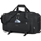 IGOLUMON Gym Bag for Men 55L Sports Duffel Bags Gym Duffle Bag Women with Shoe Compartment & Wet Pocket Water Resistant Travel Duffel Bag Lightweight Weekender Overnight Bag Black