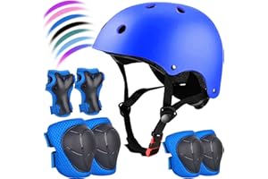 FOOKCIAN Kids Bike Helmet Set Adjustable for Children, Boys, Girls and Teenagers Aged 3-8 Years Includes Elbow, Knee, Wrist Guards Children's Helmet Protection Set for Bikes SkateboardsRollerskates