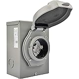 RVGUARD 50 Amp Generator Power Inlet Box, NEMA SS2-50P 125/250 Volt, Weatherproof for Outdoor Use, ETL Listed