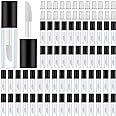 100 Pieces 1.2 ml Clear Mini Lip Gloss Tube Refillable Empty Lip Balm Gloss Containers Bottles Transparent Mini Lipstick Containers for Women DIY Makeup(Black)
