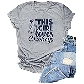 Vintage Football Shirt Women Game Day Tshirt Sunday Funday Shirt This Girl Loves Cowboy Print Top Casual Football Shirts
