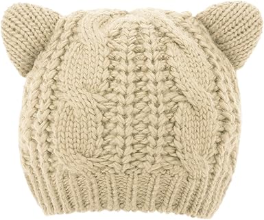 Luxspire Bonnet Mignon Avec Oreilles De Chat Pour Femme Garder Au Chaud Pour Hiver Ski Beige Amazon Fr Vetements Et Accessoires