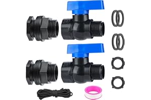 Mzcvriru 3/4" GHT Thread Ball Valve and Bulkhead Fitting Kit for Rain Barrel, Water Tank, Aquarium (2-Pack)