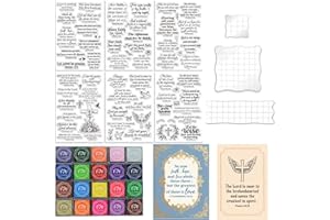 GLASSWINDS 6 Pcs Christian Bible Verse Clear Stamps for Card Making Supplies 20 Craft Ink Pad 3 Acrylic Stamp Block Silicone Stamp with Bless Words Rubber Stamps for Crafting DIY Scrapbooking Journal