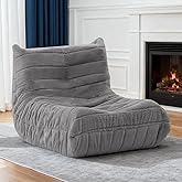 Bean Bag Chair for Adults, Giant Bean Bag Sofa Oversized Beanbag Chairs, Fireside Bean Bag Couch with High Density Sponge Filled Large Bean Bags Chair for Apartment Living Room Bedroom, Gray