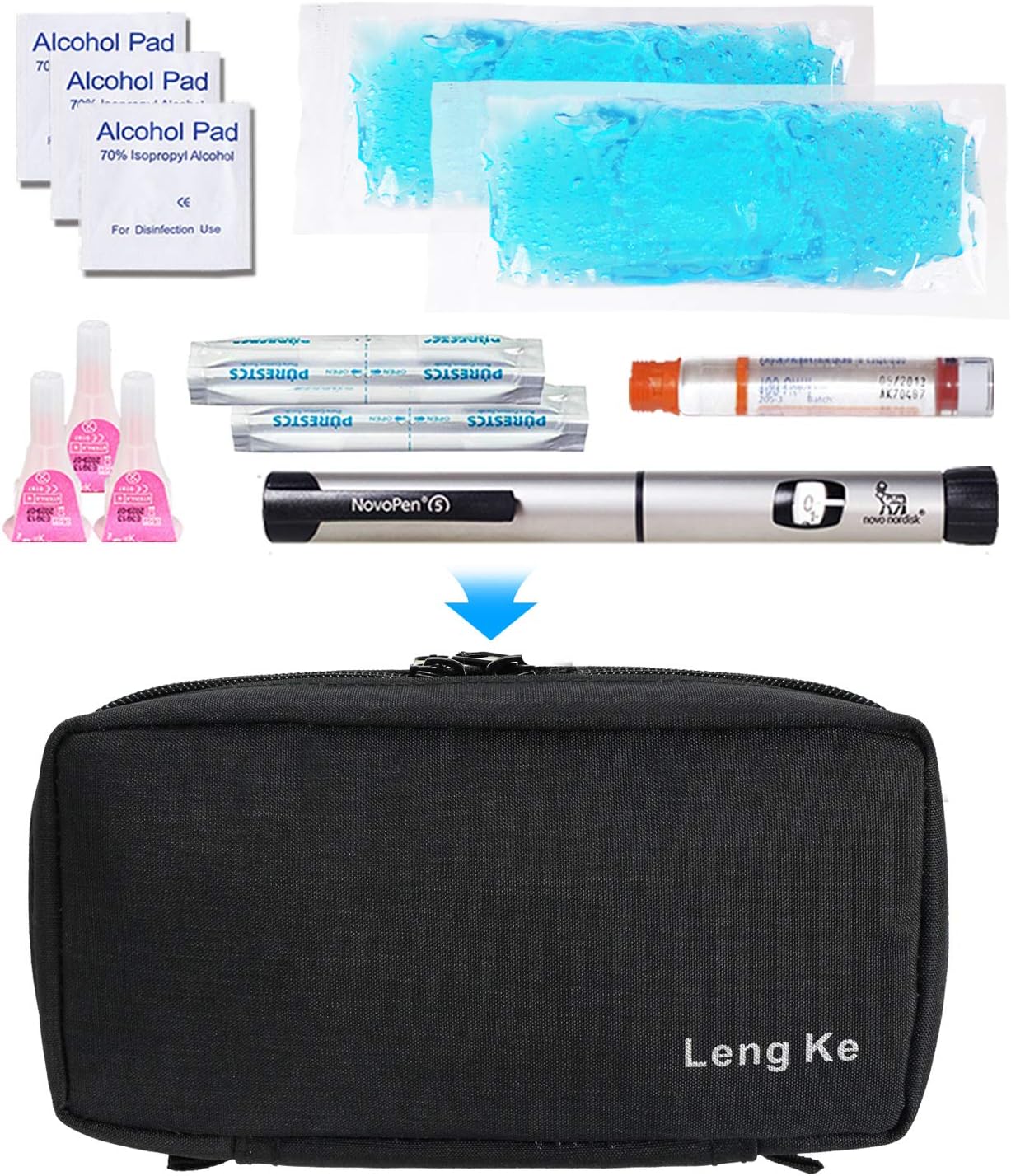 Insulin Cooling Travel Case - Portable Diabetic Supplies Organizer Cooler Bag with 2 Ice Pack by YOUSHARES (Black) - Image 3