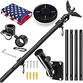 LETSTRY 5FT Black Flag Pole Kit for Outside House with American Flag & Solar Light,1" Thickened Stainless Steel Wall Mount Flagpole with 180°Adjustable Bracket for Residential Outdoor Porch