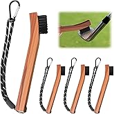 Feekoon 4 Pack Golf Brush Made from Hickory Wood, Club Groove Cleaner with Rope and Metal Clasp, Nylon Bristles Brush for Cleaning Grooves on Clubs Accessories, Golf Gifts for Men Women