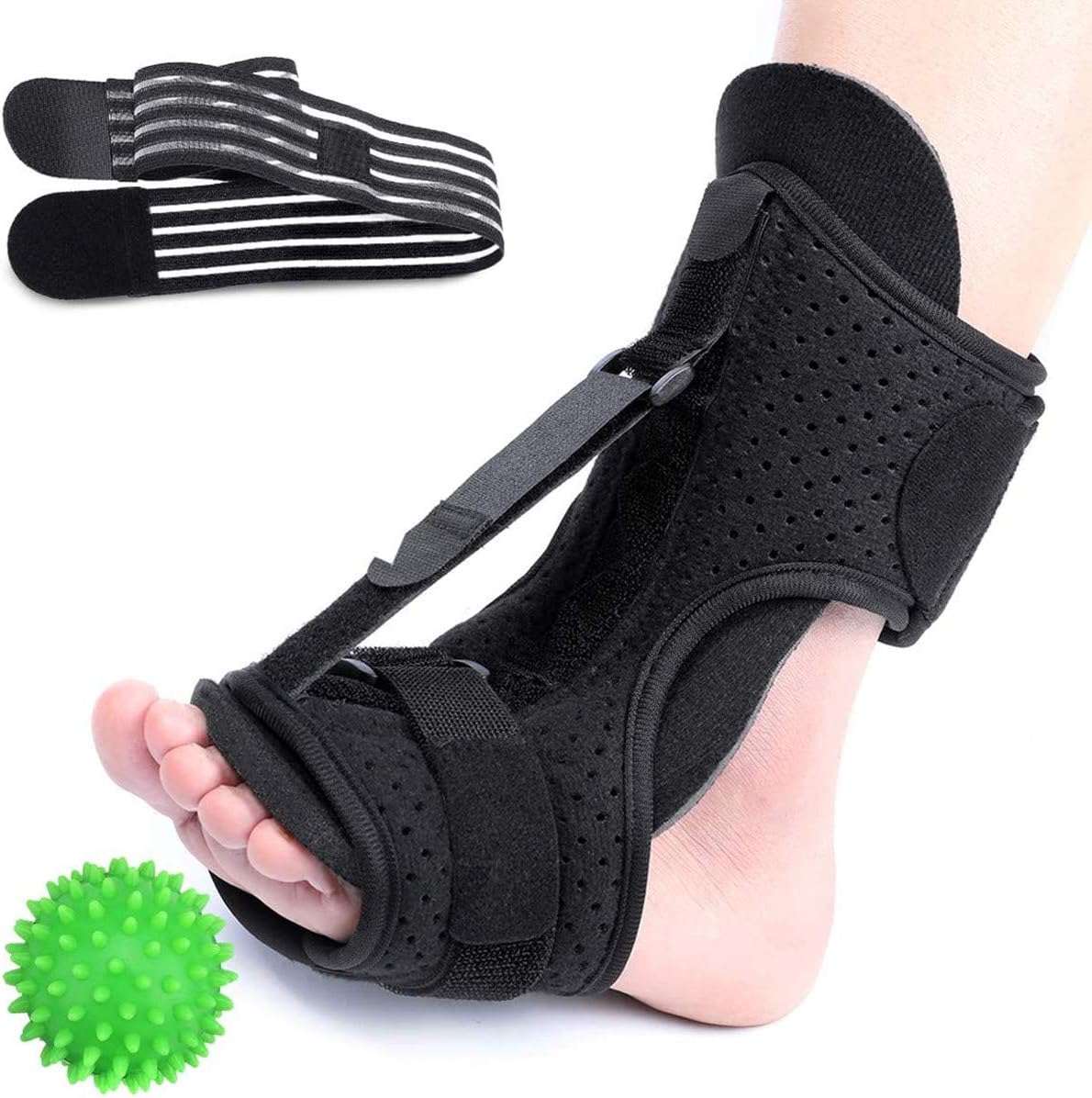 CHARMINER Plantar Fasciitis Night Splint Foot Drop Orthotic Brace, Adjustable Elastic Dorsal Splint, Effective Relief from Plantar Fasciitis Pain, Heel, Arch Foot Pain Green: Sports & Outdoors