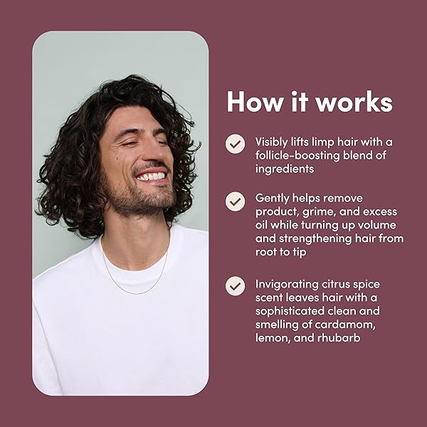 HIMS MAX VOLUME SHAMPOO – VOLUMIZING NATURAL SHAMPOO FOR MEN WITH BIOTIN – ADDS VOLUME, SHINE & BOUNCE – CITRUS SPICE – 6.4 FL OZ