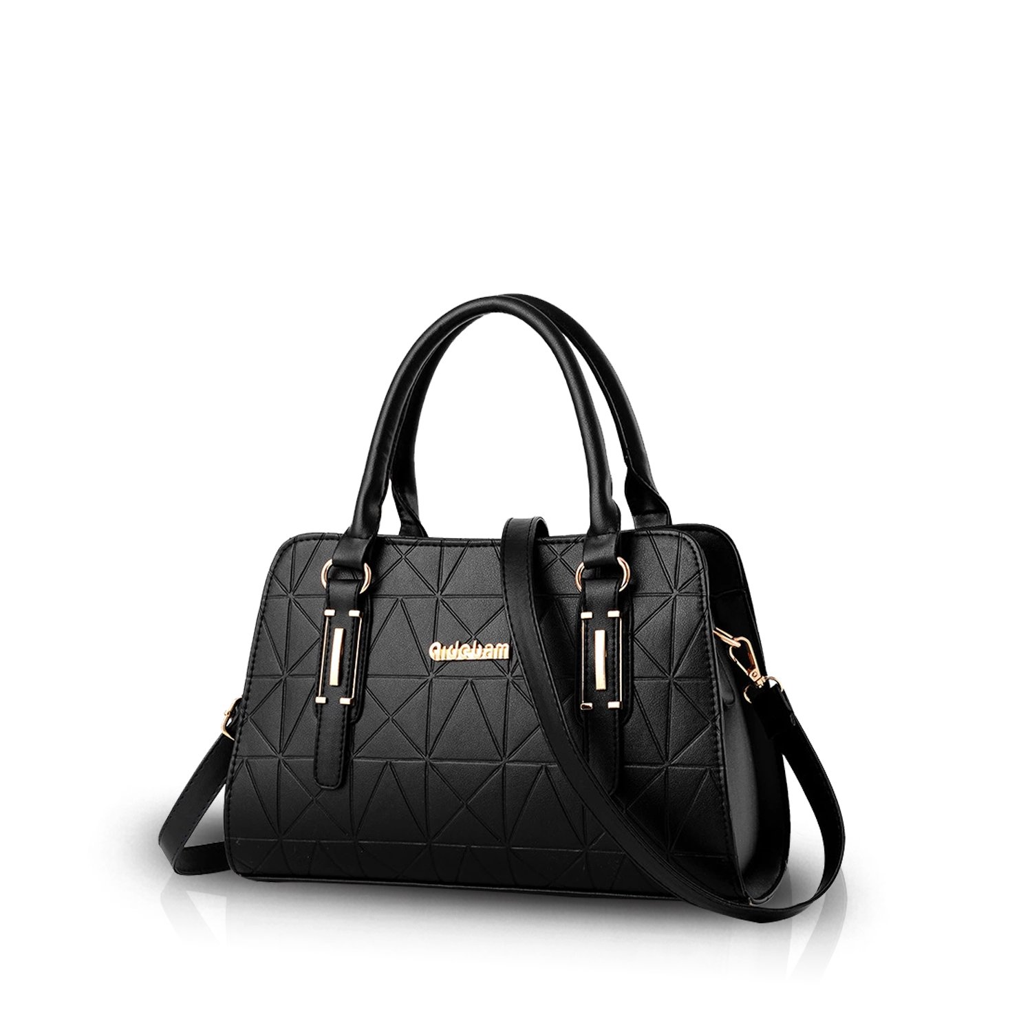 NICOLE&DORIS Top-Handle Handbag Women Crossbody Shoulder Bag Messenger Purse Satche PU Leather Black