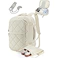 BAGSMART Carry On Travel Backpack, 30L Flight Approved Carry on Backpack with Door Lock, TSA Personal Item Backpack with 15.6 Inch Laptop Compartment & Shoe Bag, Weekender Suitcase for Travel, Beige
