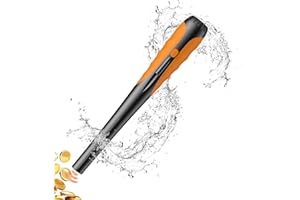 JKUSS Metal Detector Pinpointer, 4 Modes Search Treasure Pinpointing Finder Probe Professional Waterproof Handheld Pin Pointer Wand, Metal Detector with 9V Battery for Adults, Kids - Orange