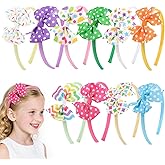 Jaqakid 10 Pieces Bow Headbands for Girls,2026 New Ribbon Hair Bow with Head bands for Toddlers Hair Accessories, Birthday Gift for Girls,10 Colors