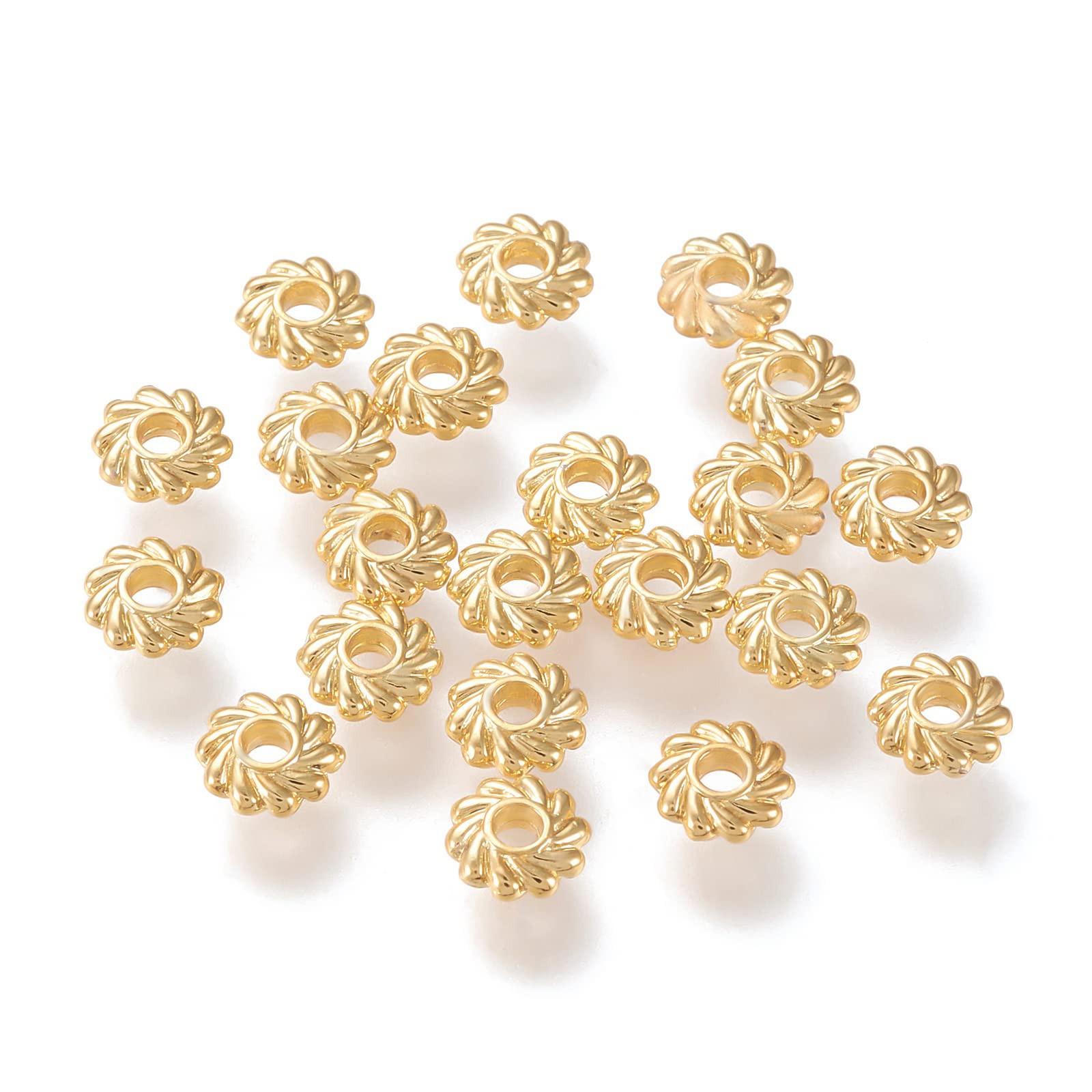 BENECREAT 150PCS 18K Gold Plated Spacer Beads Flower Metal Spacer Beads for Jewelry Making Findings and Craft Work, 4.8x1.5mm (Hole: 1.2mm)