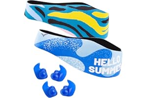 Qshare Swimming Headband & Silicone Earplugs – Best Design Ear Band to Protect Swimmer's Ears, Doctor Recommended to Keep Water Out and Earplugs in, 2 Sizes for Toddlers & Adults…