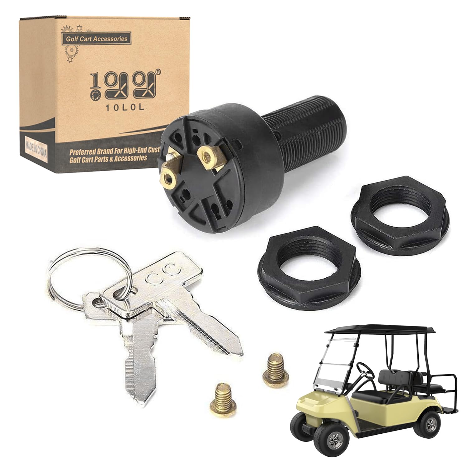 Photo 1 of 10L0L Golf Cart Ignition Key Switch for Club Car DS 1996-Up (36V/48V Electric) Golf Cart Starter Switch OEM# 101826201