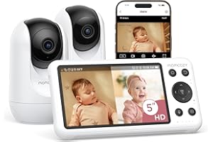 Momcozy Smart WiFi Baby Monitor with 5“ 1080P Screen, Built-in Wide Angle, HD Night Vision, Motion &Cry Alerts, Danger Zone A