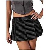 Milumia Women's Striped Low Waisted Pleated Mini Skirt Y2k Trendy Short Skater Skirts
