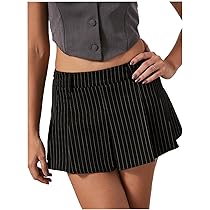 Amazon.com: Milumia Women's Striped Low Waisted Pleated Mini