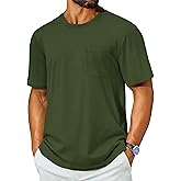 Cotrasen Men's T-Shirts Cotton Short Sleeve T Shirts for Men UPF 50+ Moisture Wicking T-Shirt Casual Crew Neck Pocket Tee